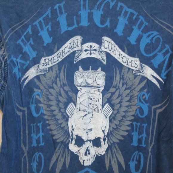 Affliction Chop Shop Slit V-Neck T-Shirt H10923 - Picture 7 of 8